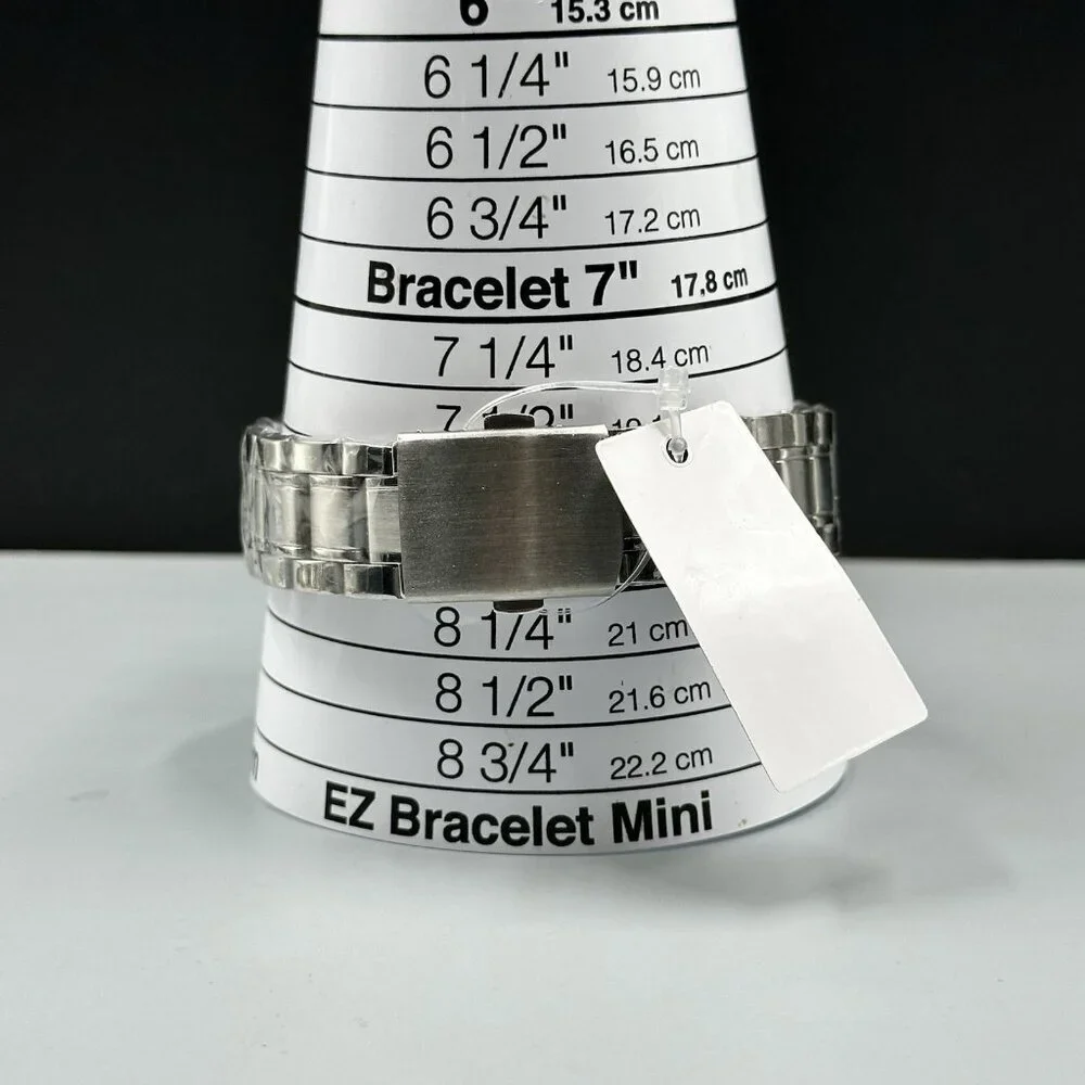 Montres Carlo Watch Men Silver Tone White Dial Round 38MM New Battery 8.25